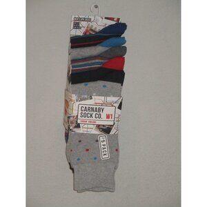 Carnaby Sock Co. W1 -5 Pair Men's Socks US 8-12 Multi Colored Stripes Dots New